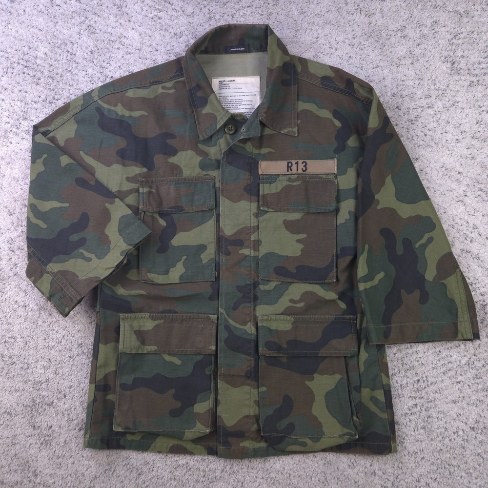 R13 Camo Shrunken Abu Jacket Womens Medium Military Camouflage Japanese Fabric